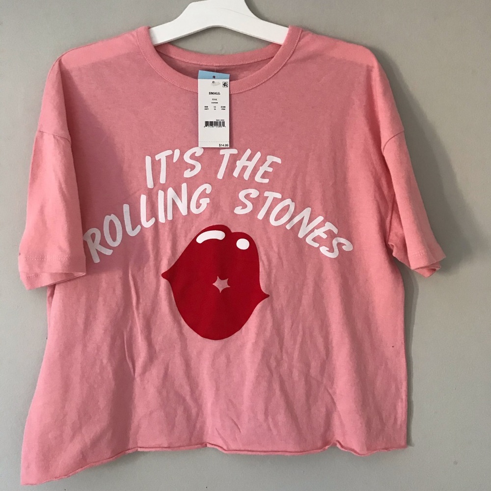 Rolling Stones kiss pink T shirt
